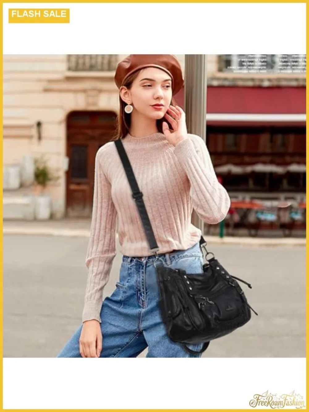 Multi-Pocket Vegan Leather Hobo Satchel Tote - Fits 13
